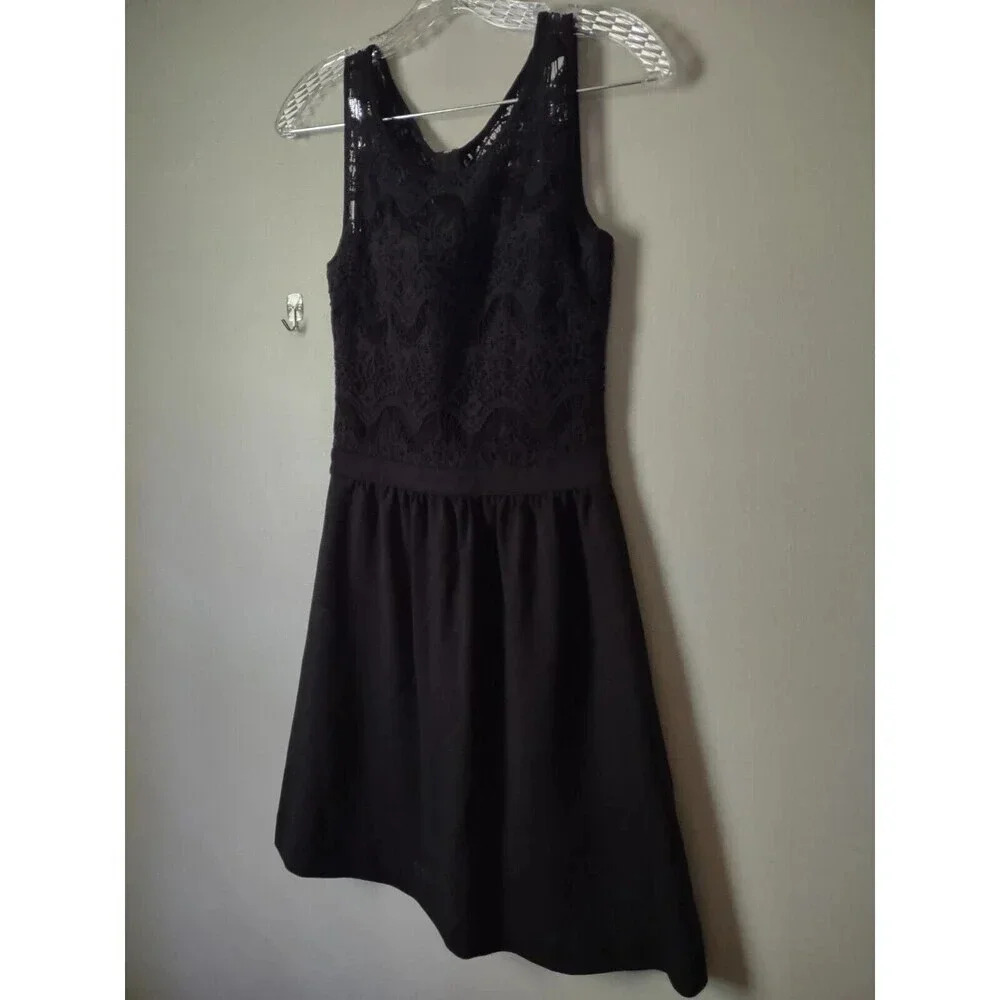 Lilly Pulitzer Sz XS Rhea Black Lace Contrast Sleeveless Dress Cocktail Party